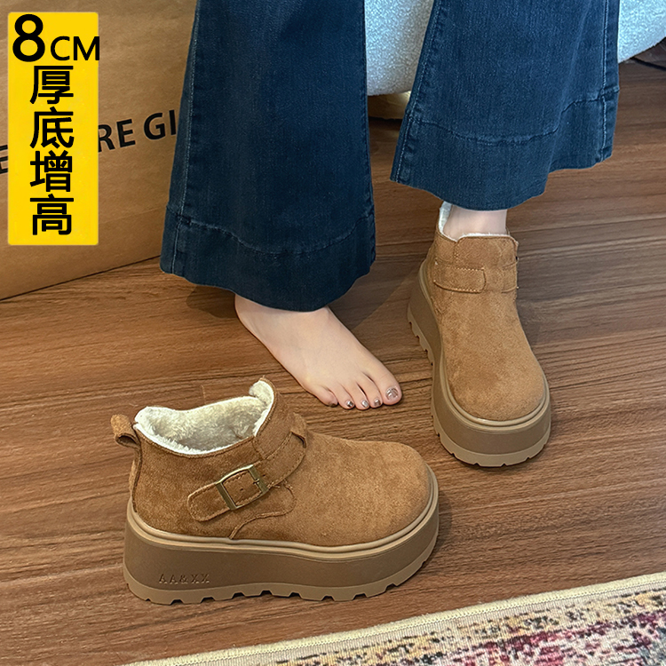厚底增高8CM小个子加绒勃肯鞋女