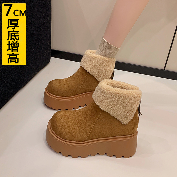 7CM小个子勃肯马丁靴女加绒加厚