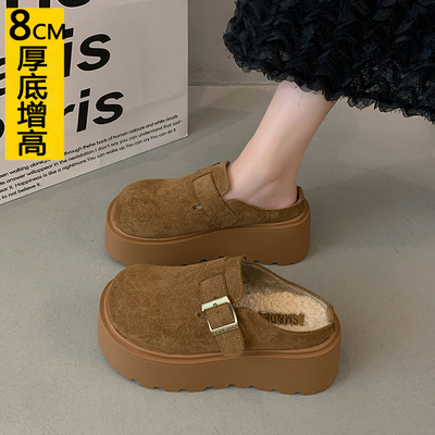 小个子勃肯包头半拖鞋女加绒外穿