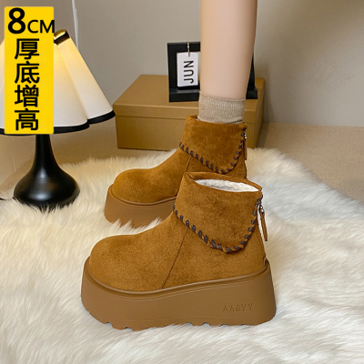 增高8CM小个子勃肯马丁靴女加绒