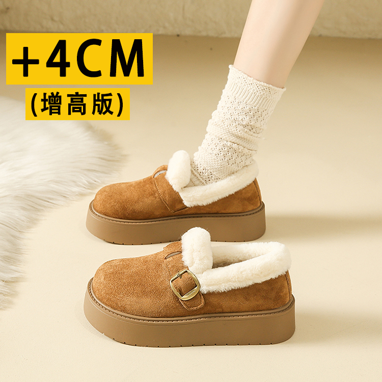 厚底增高4CM小个子加绒勃肯鞋女