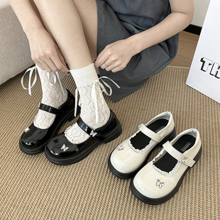 厚底单鞋 中大童少女孩玛丽珍鞋 女2026春秋季 高中初中生黑色小皮鞋