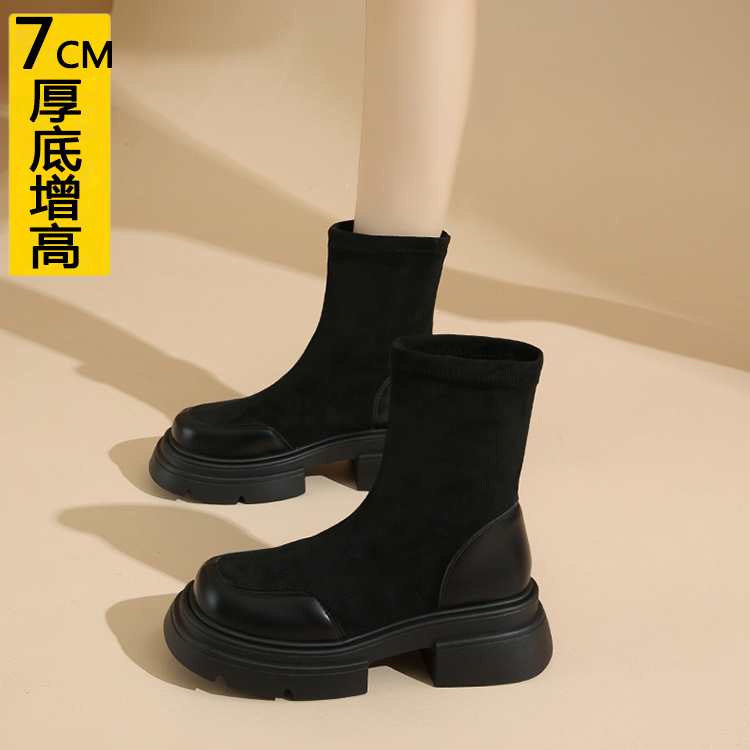 7CM增高厚底小个子勃肯马丁靴女