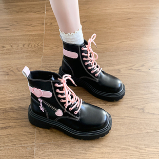 女靴高中生初中生马丁靴女英伦风2025春季单靴中大童少女孩小短靴