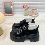 单鞋 厚底增高6CM小个子黑色玛丽珍小皮鞋 女2026春秋一脚蹬乐福鞋