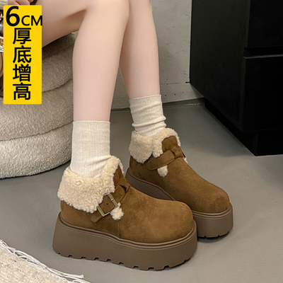 厚底增高6CM小个子加绒勃肯鞋女