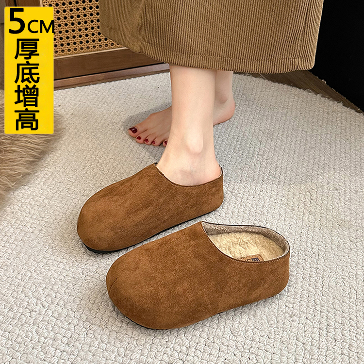 小个子勃肯包头半拖鞋女加绒外穿