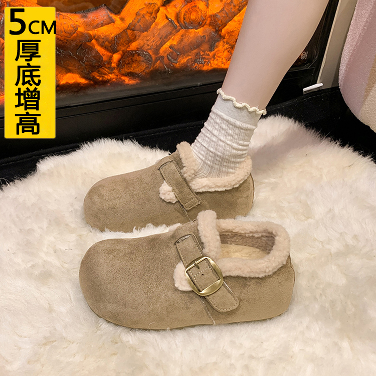 内增高5CM小个子加绒勃肯鞋女