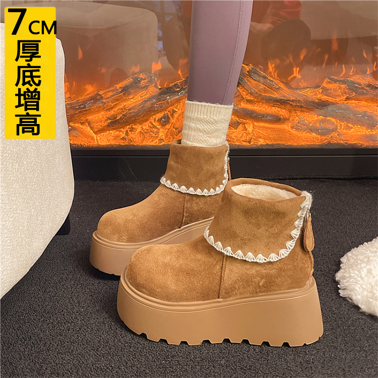 增高7CM小个子勃肯马丁靴女加绒