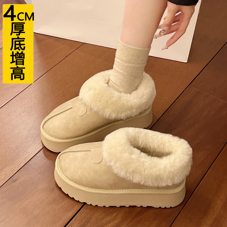 4CM增高厚底小个子加绒勃肯鞋女