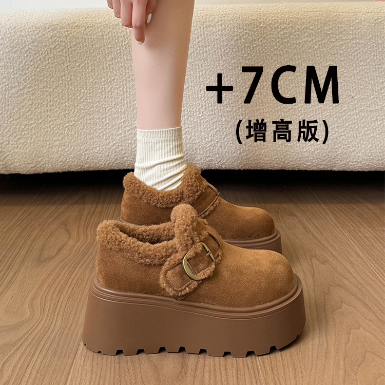 厚底增高7CM小个子加绒勃肯鞋女