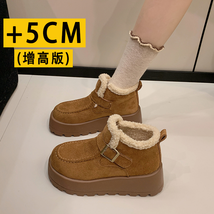 厚底增高5CM小个子加绒勃肯鞋女