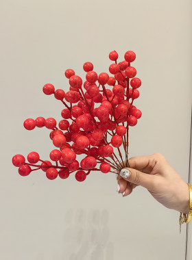 金色系叶子仿真花新年福桶插花diy材料发财果尤加利小扇叶插花材