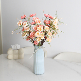 爆款高档仿真花粉蝶客厅摆设花芙蓉杜鹃粉蝶餐桌假花装饰花束插花