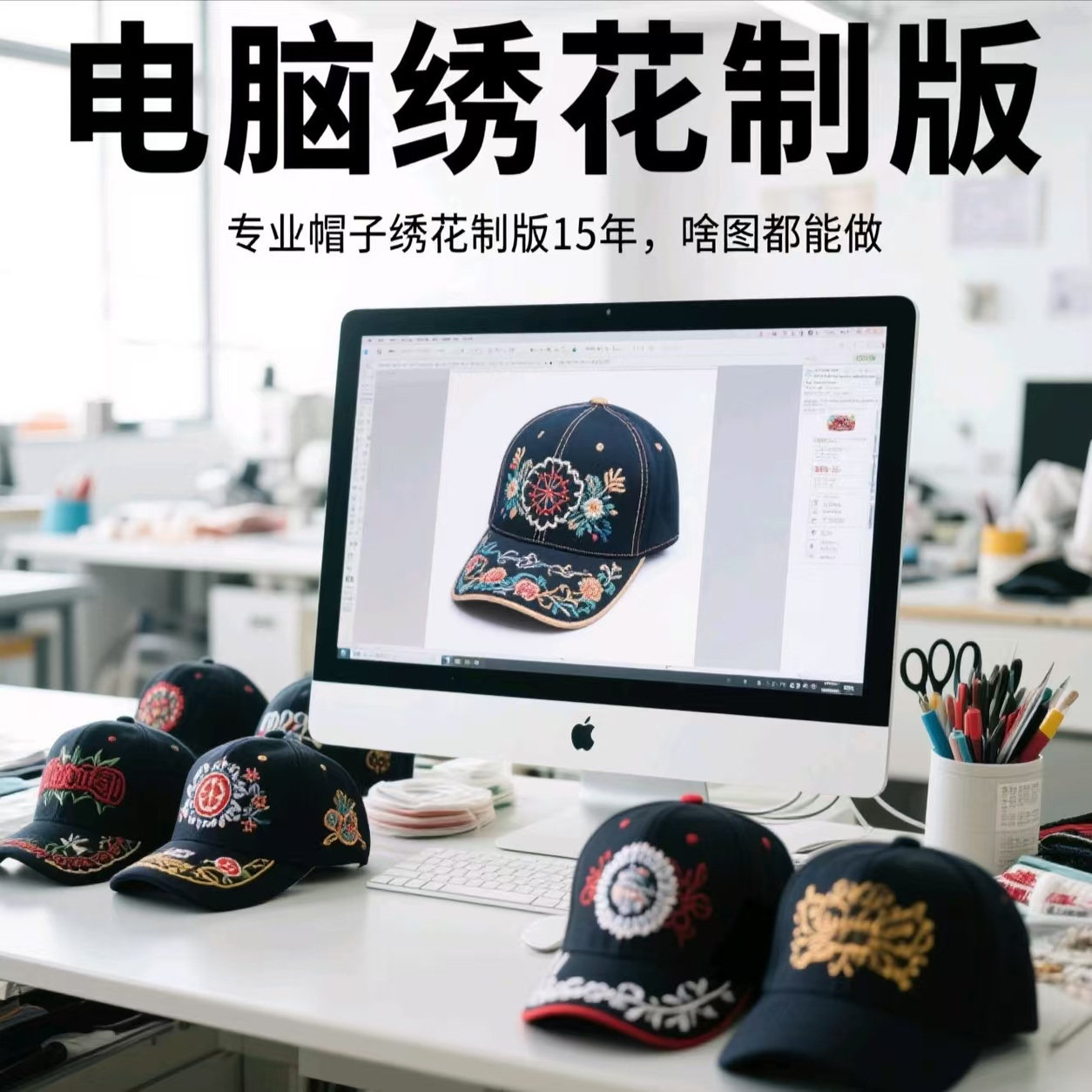电脑绣花制版打带专业帽子刺绣绣服饰设计