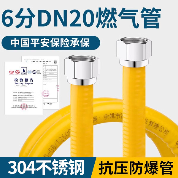 6分304不锈钢燃气管壁挂炉热水器专用配件DN20天然气防爆波纹管道