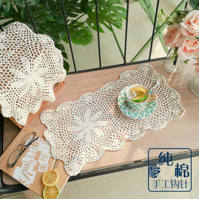 外贸出口原单田园纯棉钩花餐垫