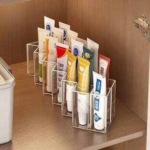 家用药膏收纳神器分格管状药膏收纳架桌面亚克力化妆刷口红收纳盒