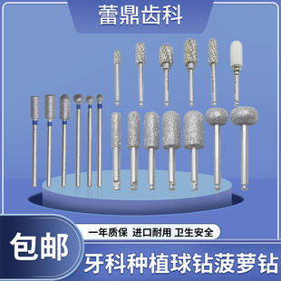 牙科种植球钻菠萝钻南瓜钻金刚砂平骨钻横向扫平牙槽嵴磨头钨钢钻