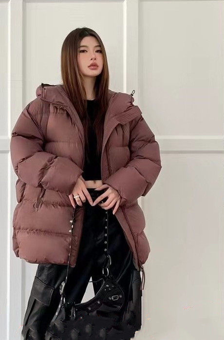 YZ|Penny68695韩版中长款贝壳连帽加厚保暖90白鸭绒羽绒服面包服