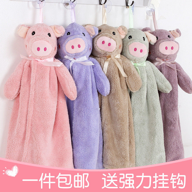 卡通挂式擦手巾韩国纯棉家用吸水毛巾加厚小方巾儿童全棉创意可爱