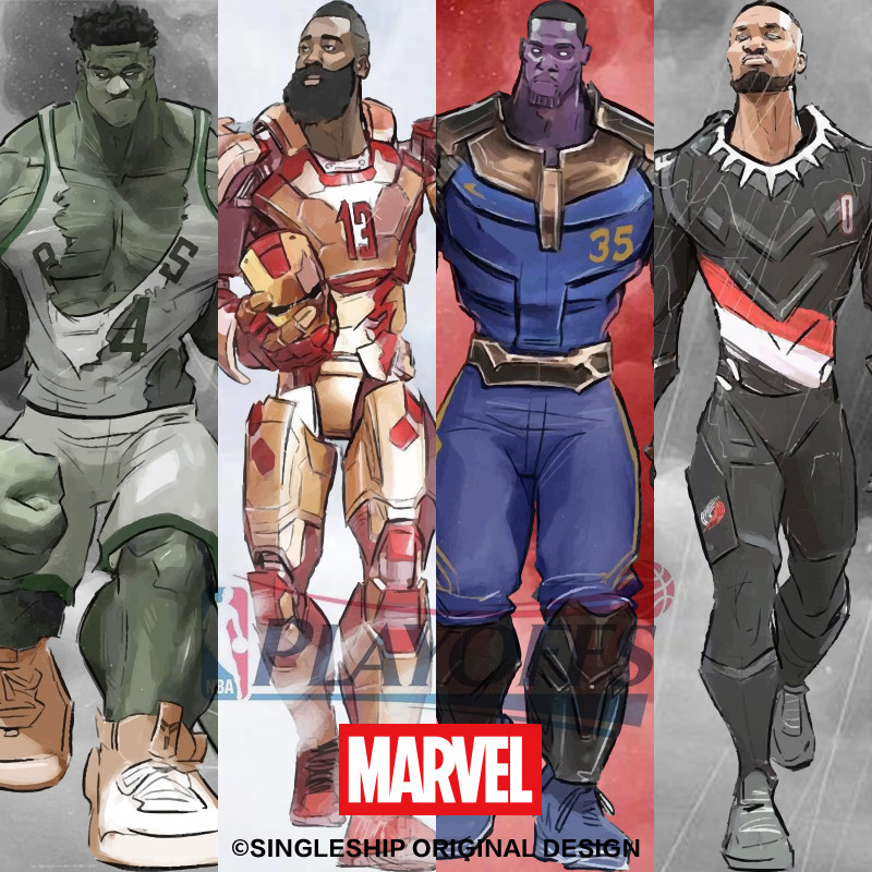 marvel漫威联名AJ钢铁侠蜘蛛侠复联4科比纪念球衣24号长袖T恤男潮