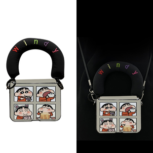 蜡笔小新适用urax手机壳小米Mixflip2中轴保护OPPON3flip铰链全包三星Zflip7挂绳荣耀VFliP2支架