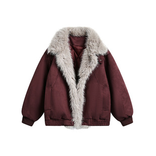 美式复古座山雕棉服男士冬季新款防寒保暖宽松加厚本名年红色外套