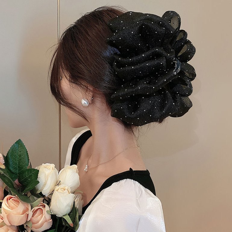 云朵泡泡双面大蝴蝶结抓夹女网纱鲨鱼夹后脑勺2023年新款发夹