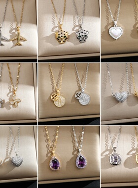 欧美跨境新款钛钢项链女ins风个性时尚不掉色锁骨链四叶草首饰品