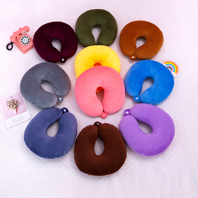 纯色pp棉u型枕办公室午睡旅行靠枕颈椎枕短毛绒U型脖枕护颈枕