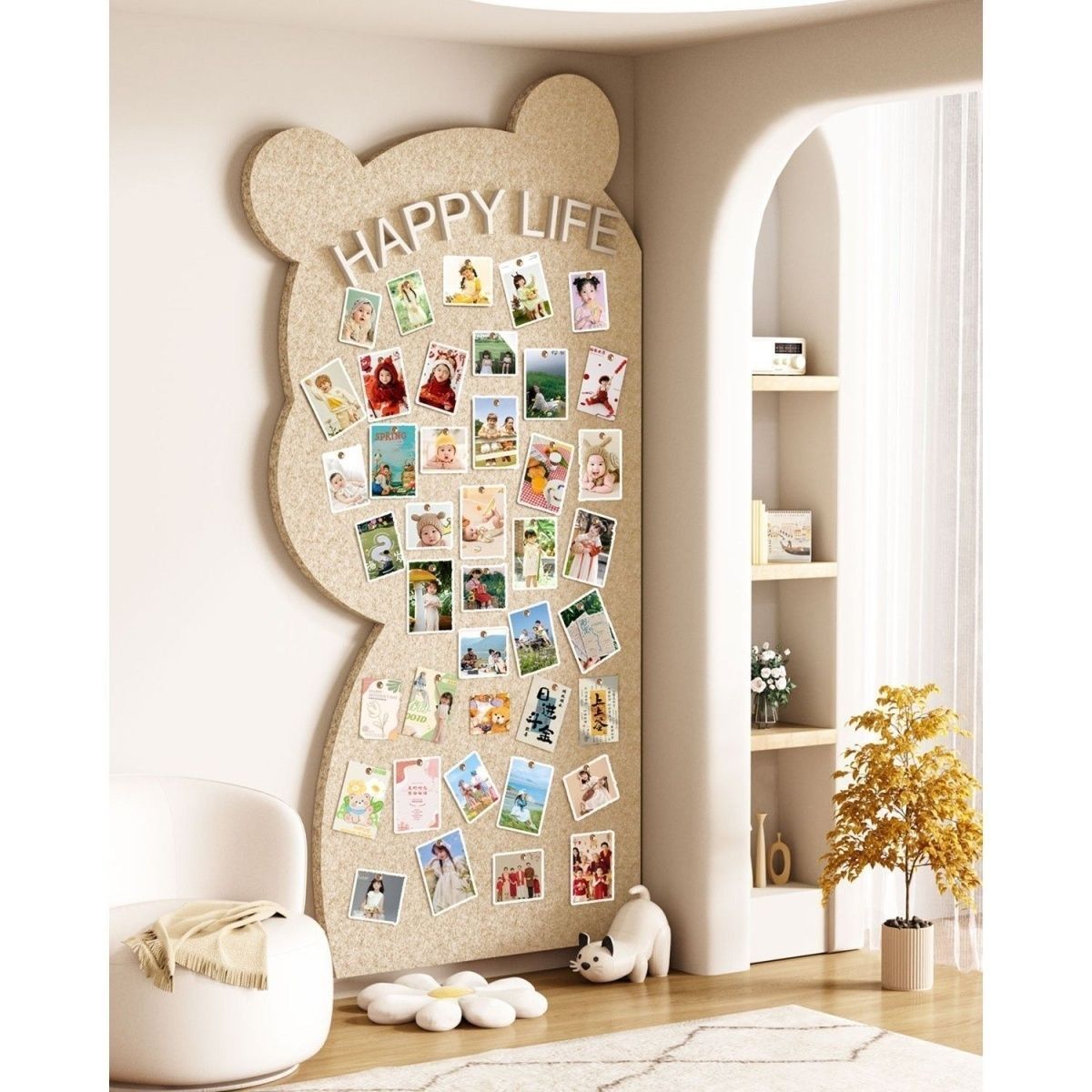 小熊照片背景毛毡羊毛毡墙贴卧室软木板展示创意装饰墙面挂墙相片