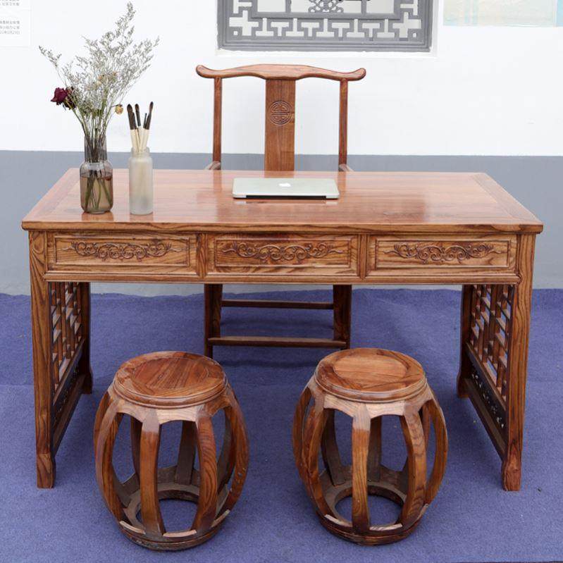 中医诊桌中式仿古实木雕花书桌写字台简约抽屉学习桌中医馆诊桌储