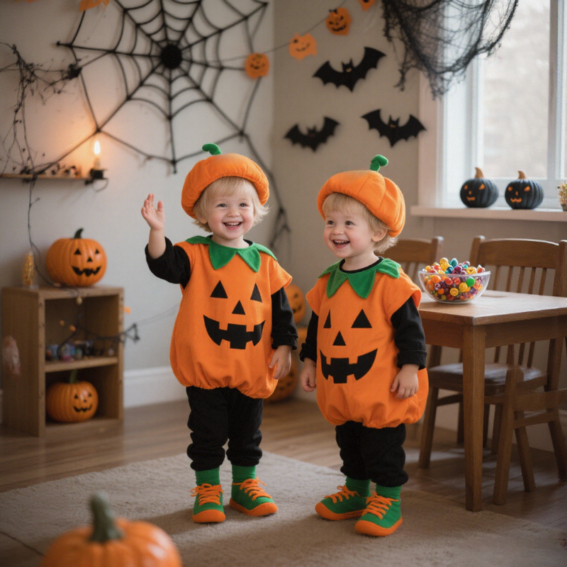 万圣节儿童服装男童女童cos服幼儿园宝宝可爱南瓜服角色扮演服饰
