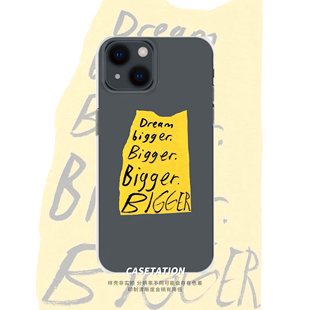 Dream Bigger黄色便签条英文iPhone17pro华为pura80全包透明手机保护套ins风简约vivo小米OPPO手机软壳通用
