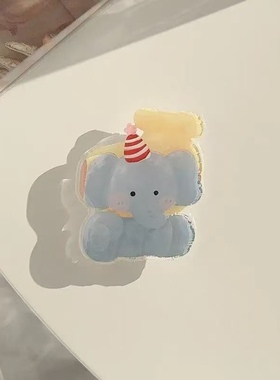 红色帽子蓝色小象粘贴式手机支架折叠背胶3m懒人支架追剧手持式