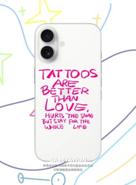 纹身比爱好原创iPhone17pro华为pura80mate70vivo小米17红米k80OPPOreno14VIVOX300手写透明tpu手机保护壳
