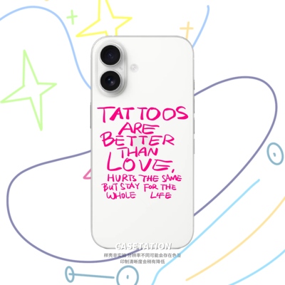 纹身比爱好原创手写英文手机软壳