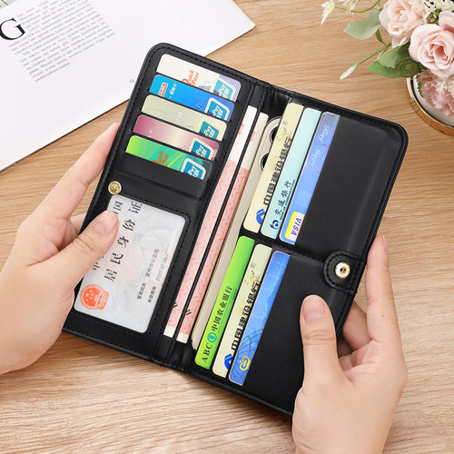 长款钱包女2026新款商务零钱包大容量超薄搭扣钱夹简约时尚手拿包