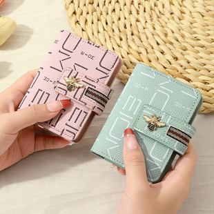 韩版小蜜蜂卡包女士新款大容量多卡位证件卡夹高档轻奢驾驶证卡套
