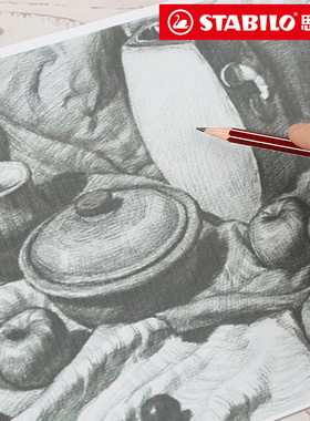 stabilo旗舰店 德国思笔乐283素描铅笔炭笔软中硬成人手绘图绘画画笔工具专业初学者学生用美术工具素描笔