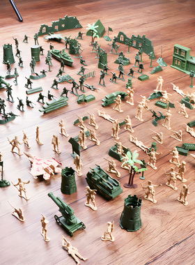 儿童军事基地沙盘兵人套装玩具二战兵人士兵军团战争模拟指挥模型