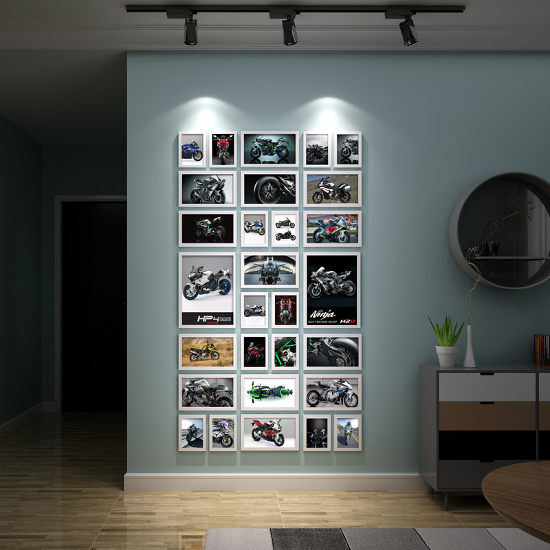 川崎杜卡迪宝马越野摩托机车跑车照片墙 汽车维修美容墙玄关壁画