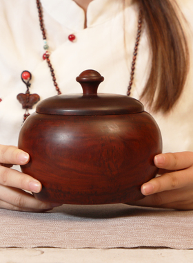 非遗风竹编茶叶罐便携血檀