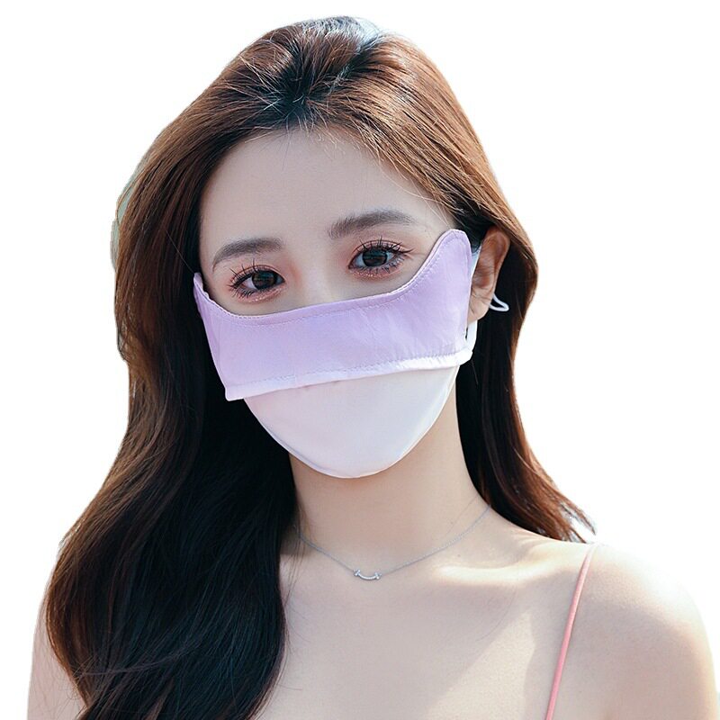 BLUSH SUNSCREEN MASK WOMENS SUMMER THIN VEIL EYE PROTECTION UV PROTECTION FULL FACE GRADIENT ICE SILK MASK