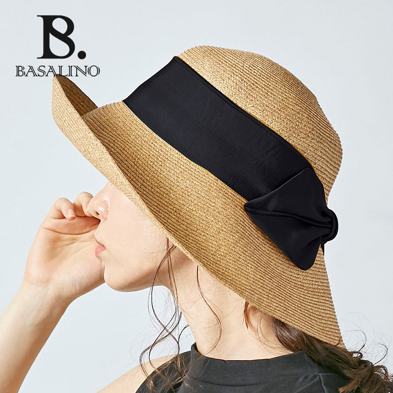 进口材料UV防紫外线草帽女可折叠优雅渔夫帽沙滩大帽檐减龄显脸小