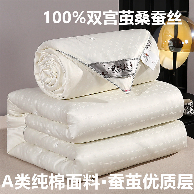 100%桑蚕丝全棉四季子母被