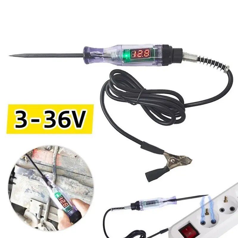 跨境汽车数显电笔电路检测6v/12v/24v/36v线路车用多功能测电笔