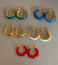 MARYME ACC 法式珐琅金属质感黄铜耳圈/耳环