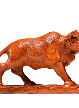 花梨木雕牛摆件实木工艺品家居客厅玄关店铺办公室装饰开业送礼品